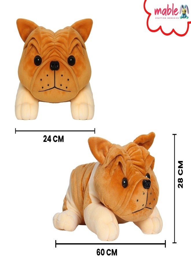 MABLE Bull Dog Soft Toy for Kids | Super Soft Plush | Cute Puppy Stuffed Animal Toy | Big Size Huggable Dog Plushie for Boys & Girls | Adorable Baby Pet Toy Gift (60CM Dark Brown) - Image 2